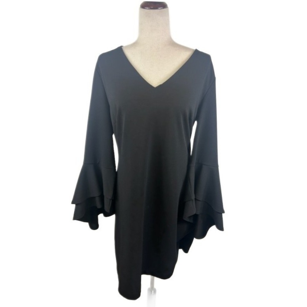 Stunning‎ Vince Camuto Black Bell Sleeve V-Neck Party Dress Size Large
